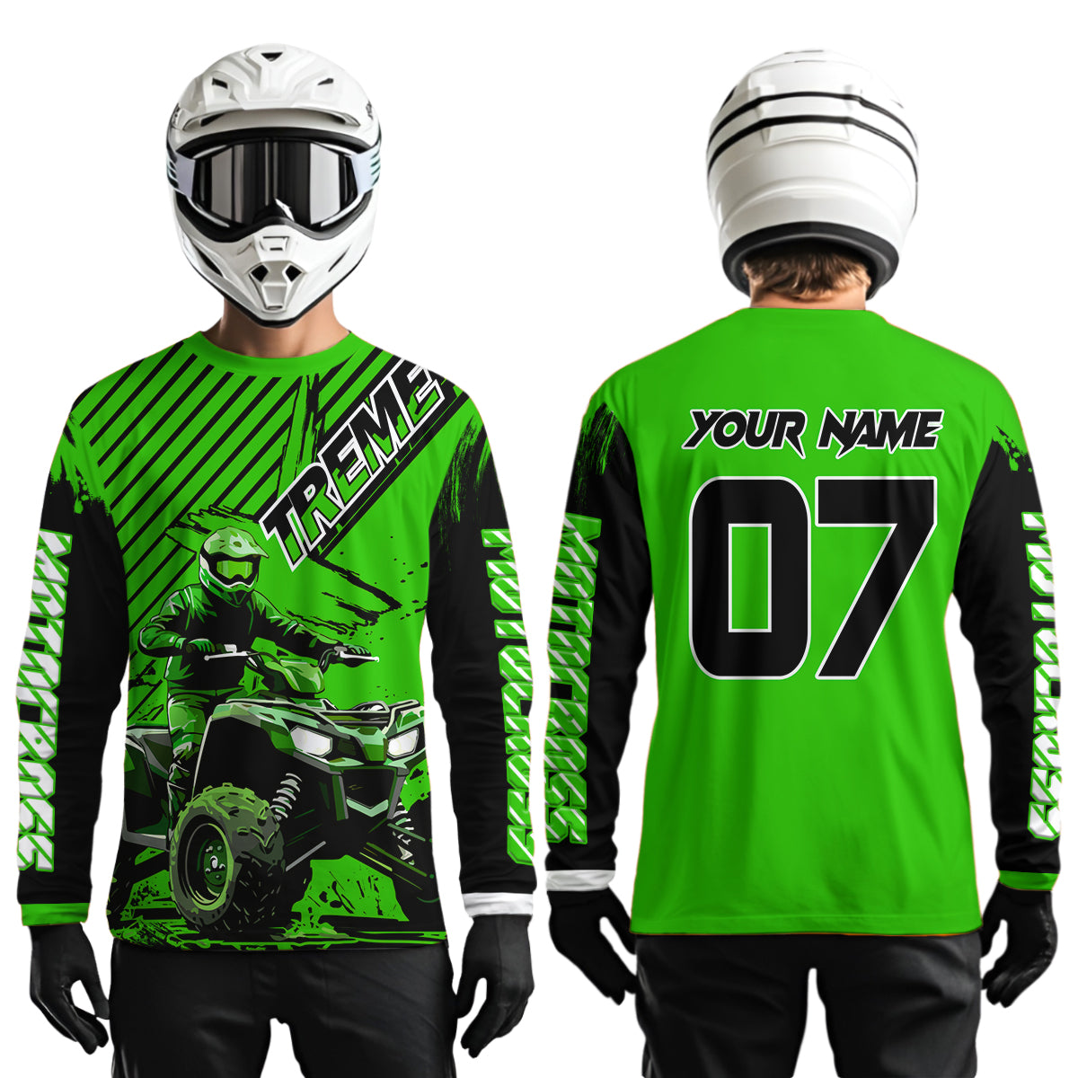 Green ATV Racing Jersey Upf30+ Custom Motocross Jersey Extreme Riding Shirt
