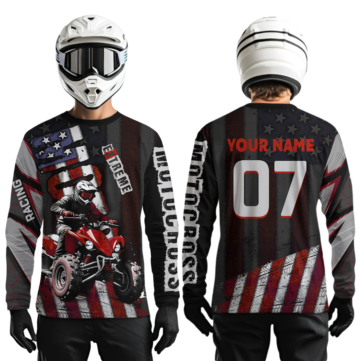 Custom ATV Motocross Jerseys + Quad Bike Shirt Racing Adult American Flag Dirt Bike Jersey