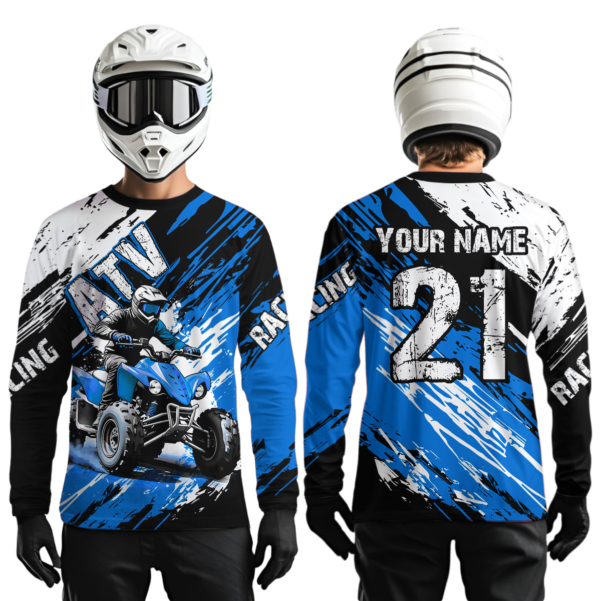 Blue Atv Motocross Jersey Custom Off-Road Quad Bike Shirt Mx Dirt Bike