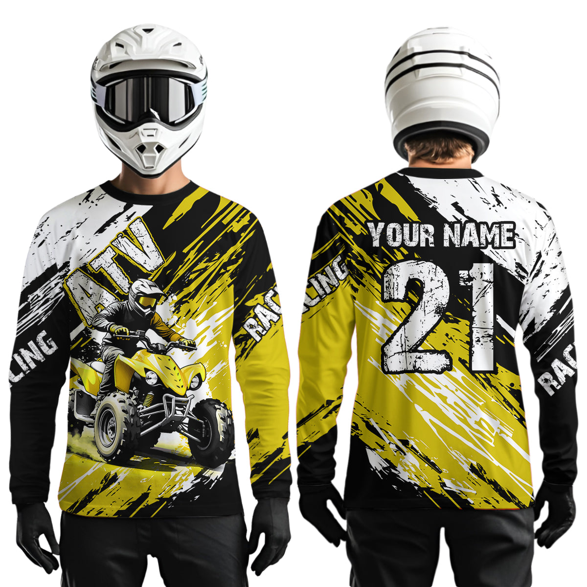 Yellow Atv Motocross Jersey Custom Off-Road Quad Bike Shirt Mx Dirt Bike
