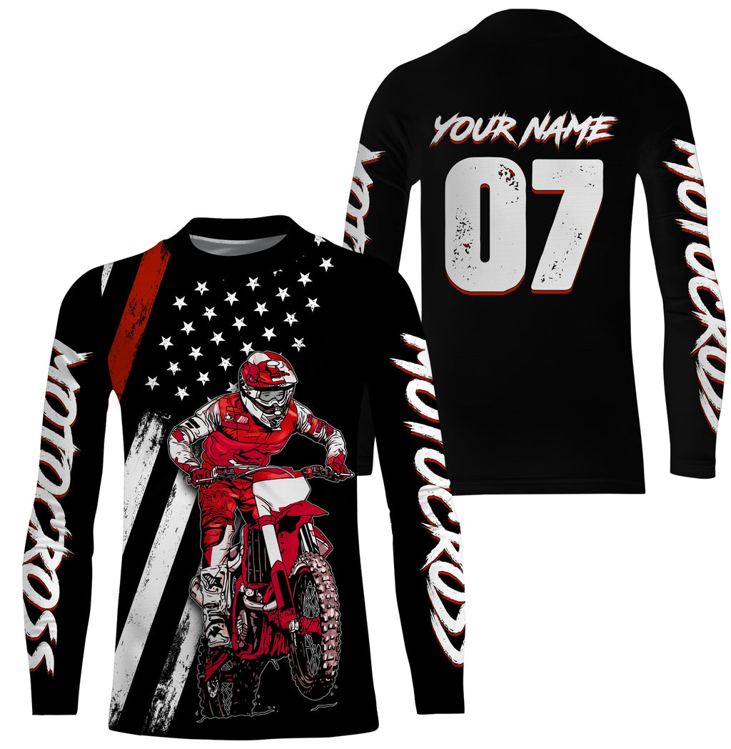 Custom motocross jersey American &adult + red dirt bike racing off-road motorcycle shirt