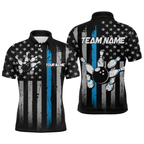US Blue Flag Bowling Shirt Custom Name Polo & Quarter-Zip Bowling Jersey Bowling Team Shirt