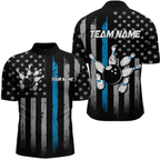 US Blue Flag Bowling Shirt Custom Name Polo & Quarter-Zip Bowling Jersey Bowling Team Shirt