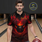 Red Flame Demon Bowling Ball Shirt Custom Bowling Team Jersey