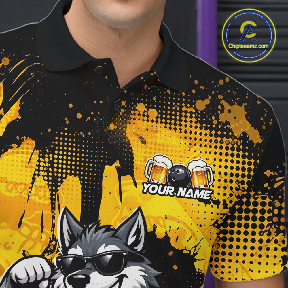 Custom Beer Wolf Bowling Jersey Bowling Team Shirts Bowling Polo & 1/4 Zip