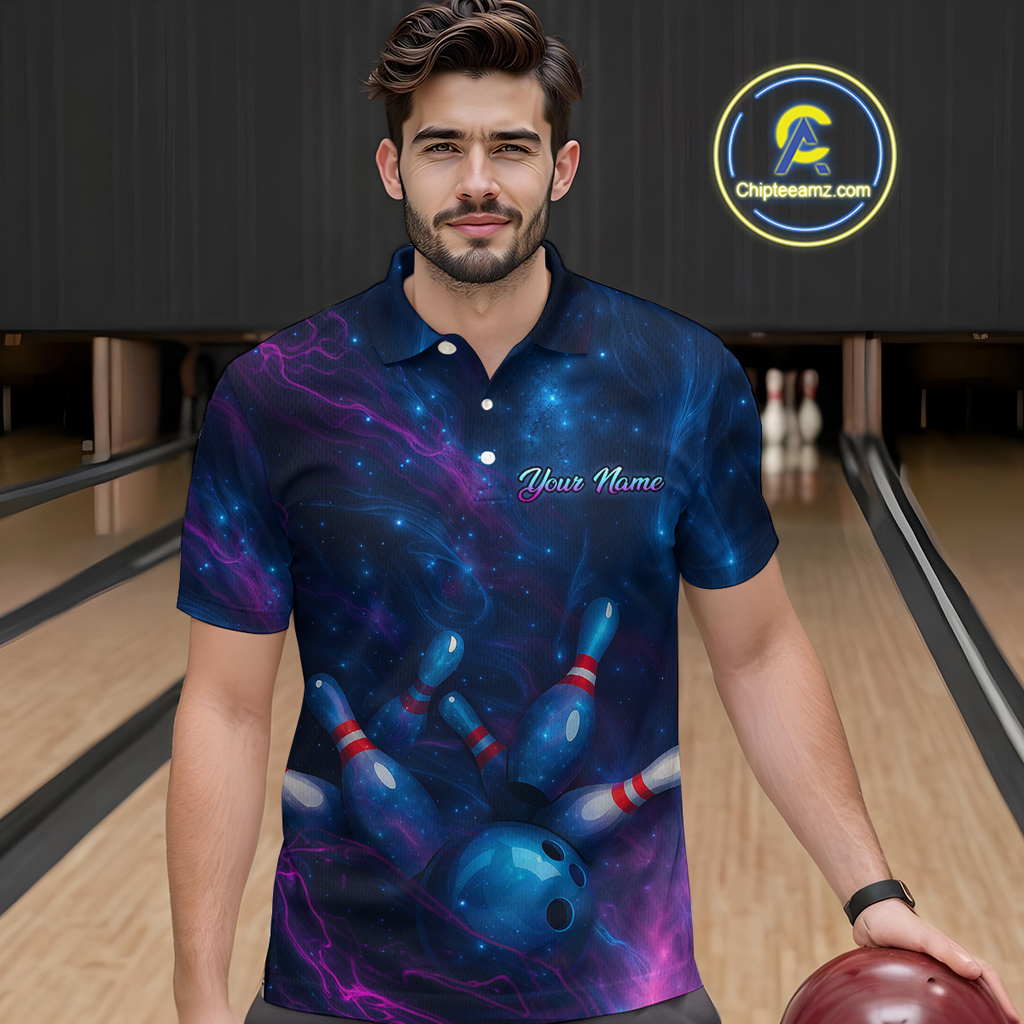 Watercolor Galaxy Bowling Shirts Team Custom Bowling Polo & Quarter Zip