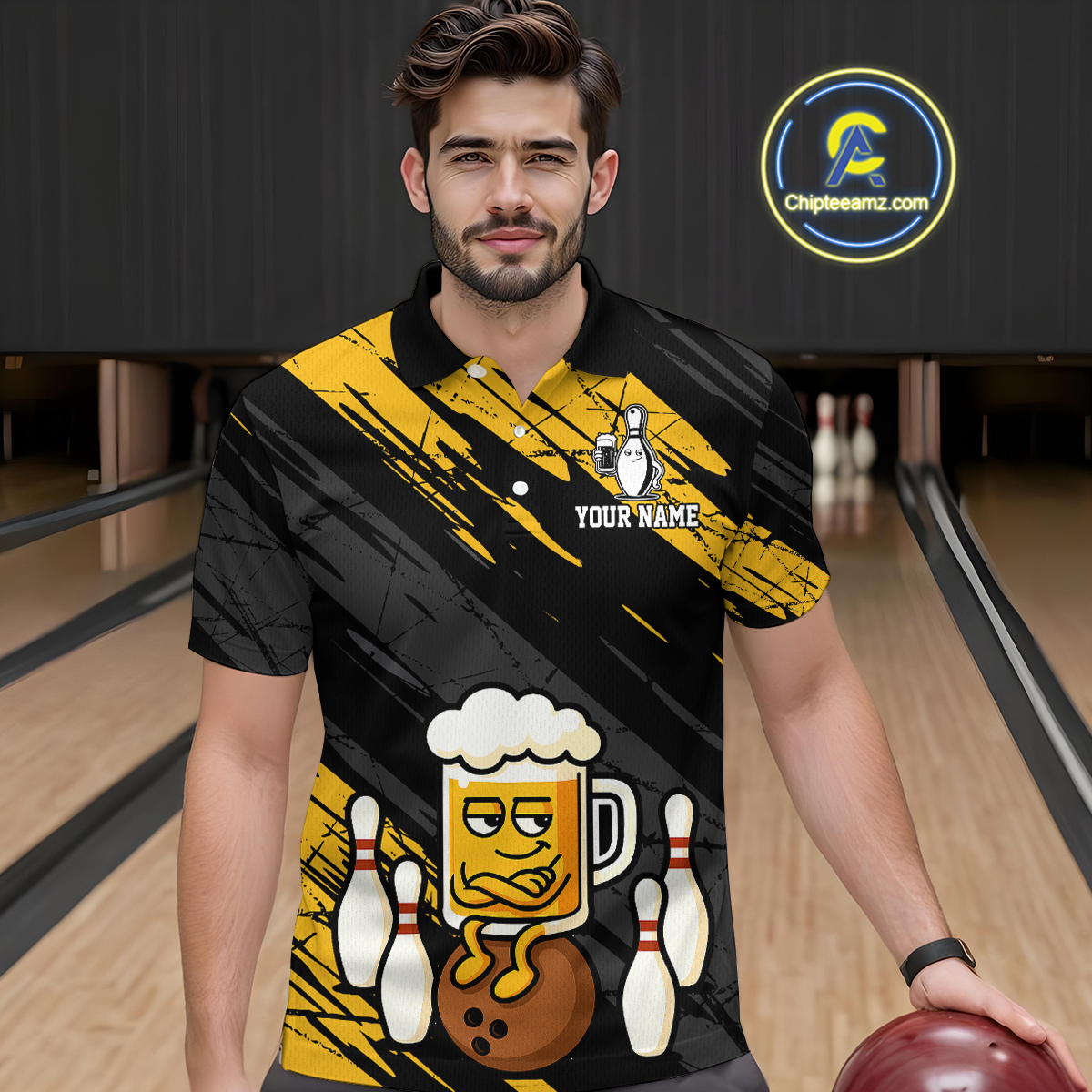 Custom Funny Beer Bowling Jersey Bowling Uniform Polo & 1/4 Zip Bowling Team Shirts
