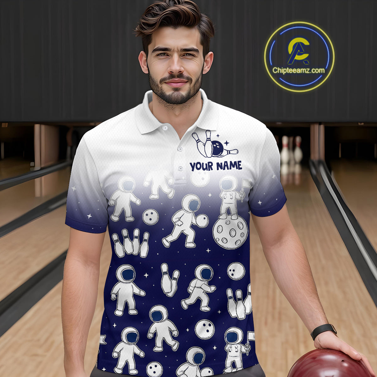 Astronaut Bowling Shirts Team Bowling Polo & Quarter Zip Shirts
