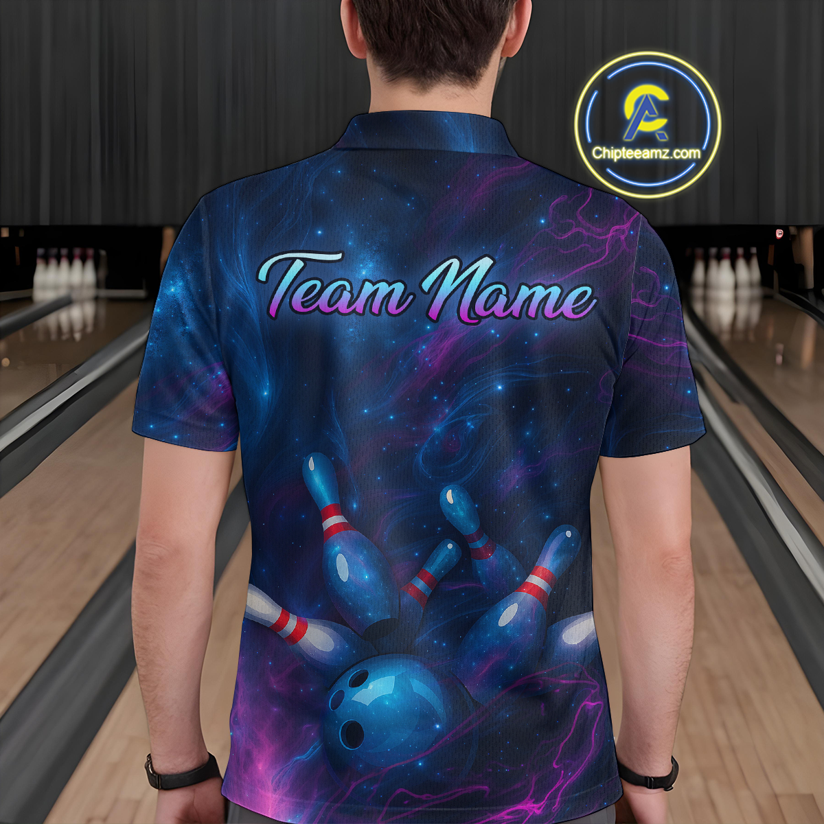 Watercolor Galaxy Bowling Shirts Team Custom Bowling Polo & Quarter Zip