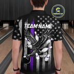 Custom Purple US Flag Eagle Bowling Jersey Bowling Team Shirts Polo & 1/4 Zip