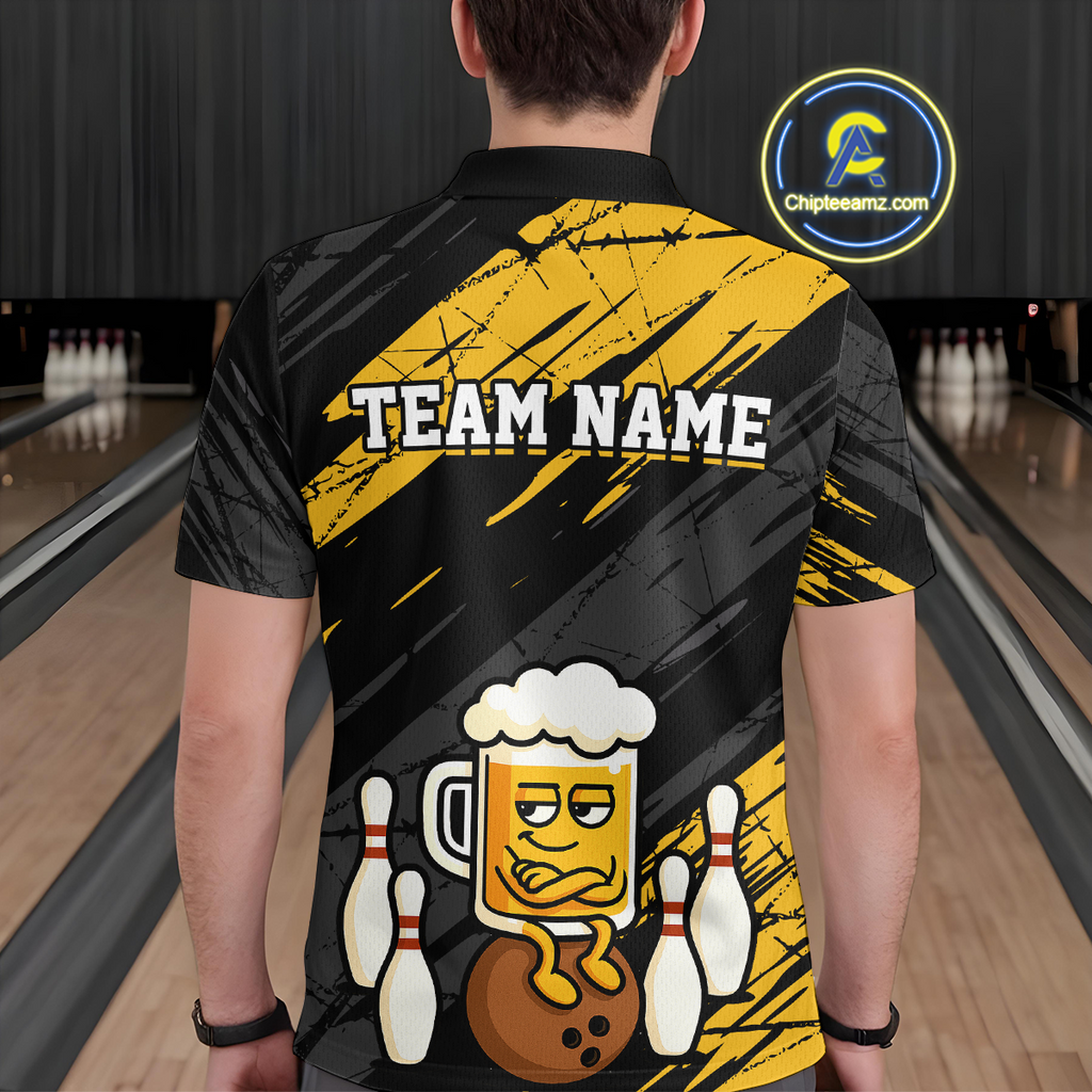Custom Funny Beer Bowling Jersey Bowling Uniform Polo & 1/4 Zip Bowling Team Shirts