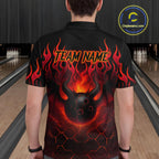 Red Flame Demon Bowling Ball Shirt Custom Bowling Team Jersey
