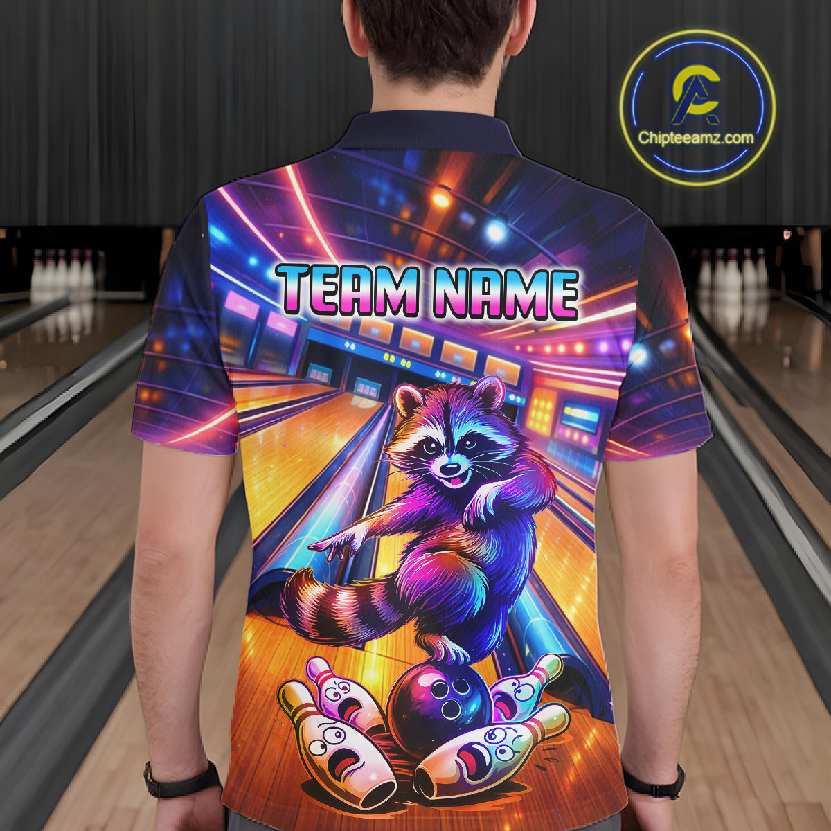 Funny Raccoon Bowling Custom Bowling League Jersey Polo & 1/4-Zip Bowling Outfit