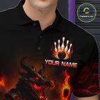 Personalized Red Flame Crocodile Bowling Team Shirt Polo & Quarter-Zip Bowling Outfit