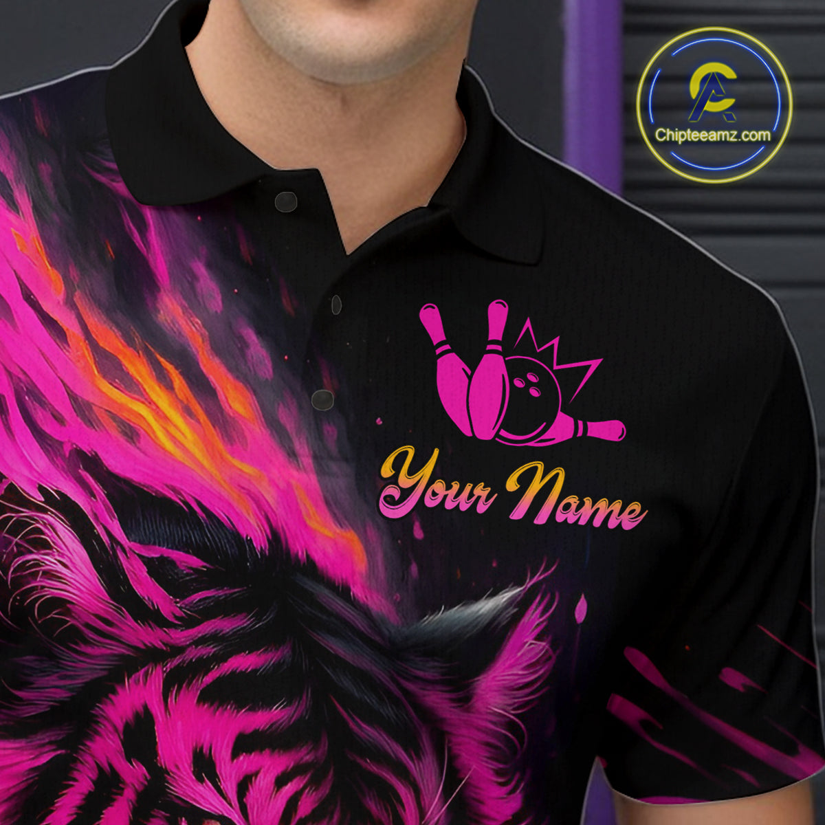 Pink Tiger Bowling Shirts Team Bowling Polo & Quarter Zip Shirts