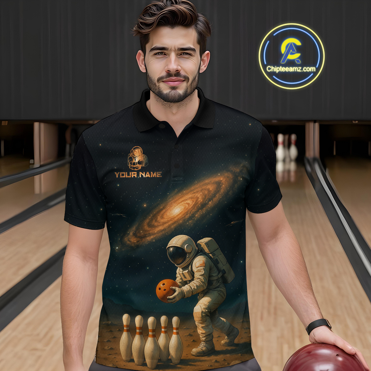 Astronaut Bowling Shirts Team Custom Bowling Polo and Quarter Zip