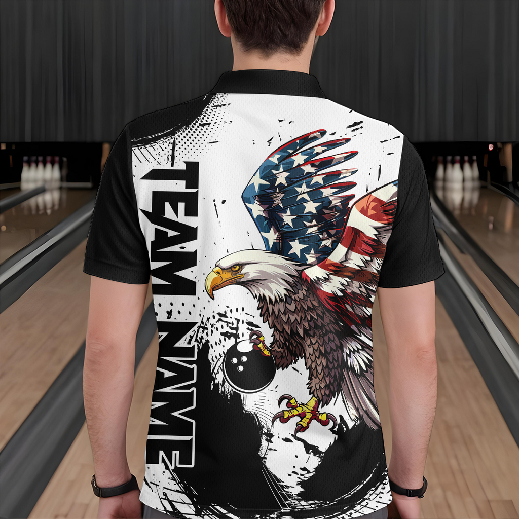 Personalized Eagle Bowling Shirts Patriotic Bowling Jersey Polo Shirt
