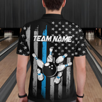 US Blue Flag Bowling Shirt Custom Name Polo & Quarter-Zip Bowling Jersey Bowling Team Shirt