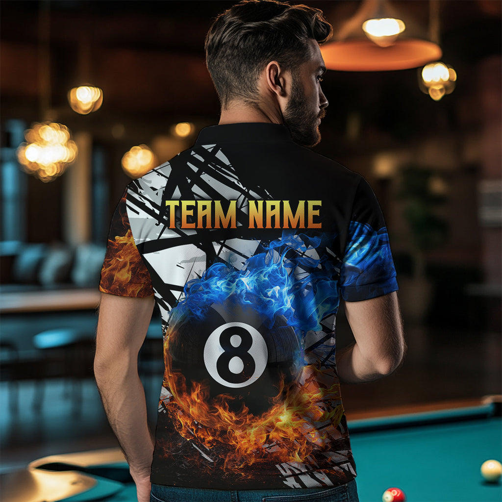 Custom Flame 8 Ball Billiard Shirts Billiard Team Jerseys Polo & 1/4 Zip Shirts