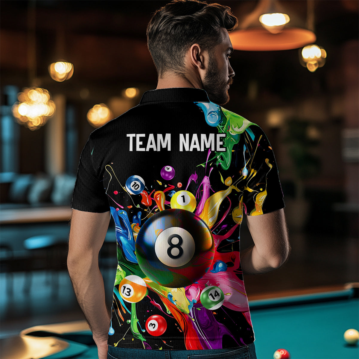 Colorful Ball Billiard Jersey Personalized Billiard Shirt, Billiard Team Jersey Polo & 1/4 Zip