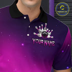 Purple Galaxy Bowling Shirts Custom Team Bowling Jersey for Bowlers