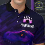 Dinosaur Purple Bowling Shirts Custom Team Bowling Jerseys for Bowlers