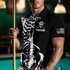 Custom Skull Bone 8 Ball Billiard Shirts Billiard Team Jerseys Polo & 1/4 Zip Shirts