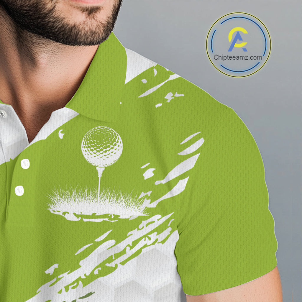 Green and White golf ball pattern golf polo shirts custom team name golf clothes