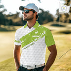 Green and White golf ball pattern golf polo shirts custom team name golf clothes