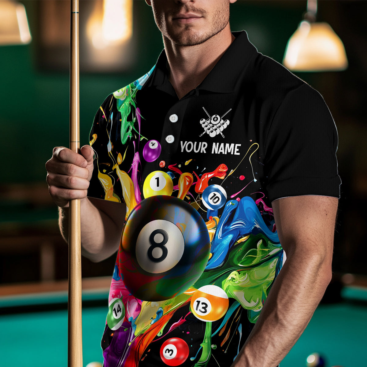 Colorful Ball Billiard Jersey Personalized Billiard Shirt, Billiard Team Jersey Polo & 1/4 Zip