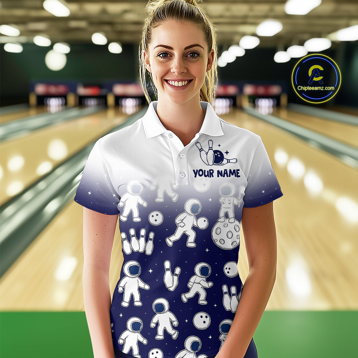 Astronaut Bowling Shirts Team Bowling Polo & Quarter Zip Shirts