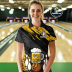 Custom Funny Beer Bowling Jersey Bowling Uniform Polo & 1/4 Zip Bowling Team Shirts