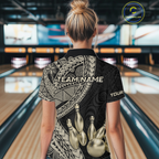 Black and Gold Tribal Pattern Bowling Jersey Bowling Uniform Bowling Team Shirts