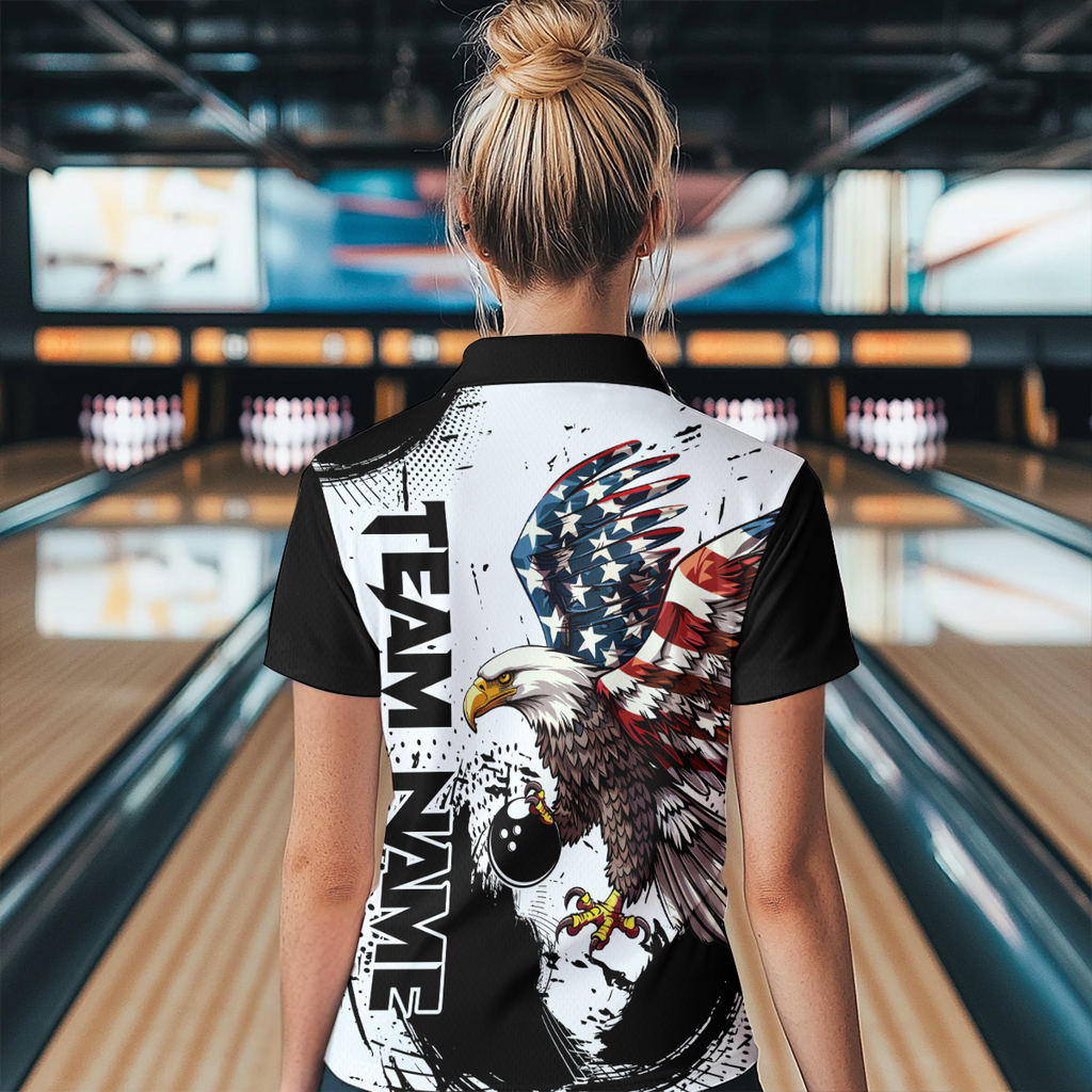 Personalized Eagle Bowling Shirt Patriotic Bowling Jersey Polo Shirt