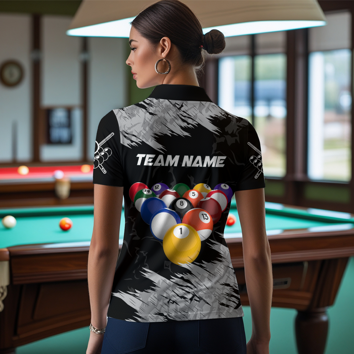 Billiard Shirt Billiard Jersey Billiard Gifts Team 8 Ball Polo & 1/4 Zip