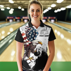 Personalized Eagle Bowling Shirt Patriotic Bowling Jersey Polo Shirt