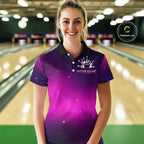 Purple Galaxy Bowling Shirts Custom Team Bowling Jersey for Bowlers