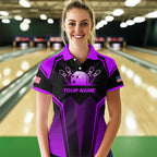 Custom Purple Bowling Jersey Bowling Team Shirts Bowling Uniform Polo & 1/4 Zip