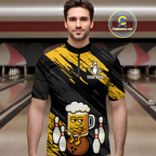 Custom Funny Beer Bowling Jersey Bowling Uniform Polo & 1/4 Zip Bowling Team Shirts