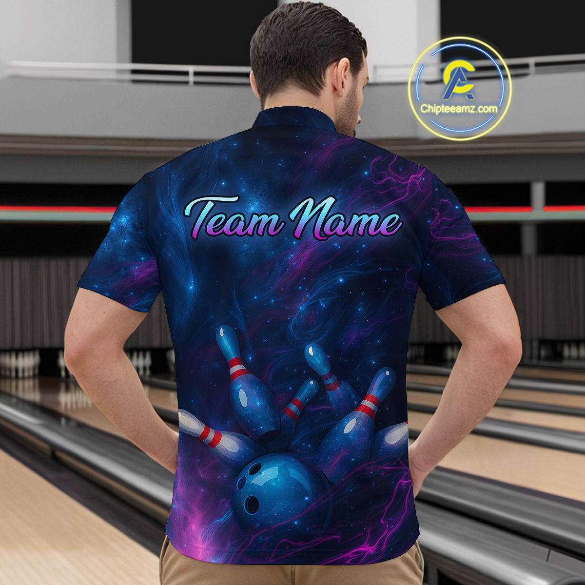 Watercolor Galaxy Bowling Shirts Team Custom Bowling Polo & Quarter Zip