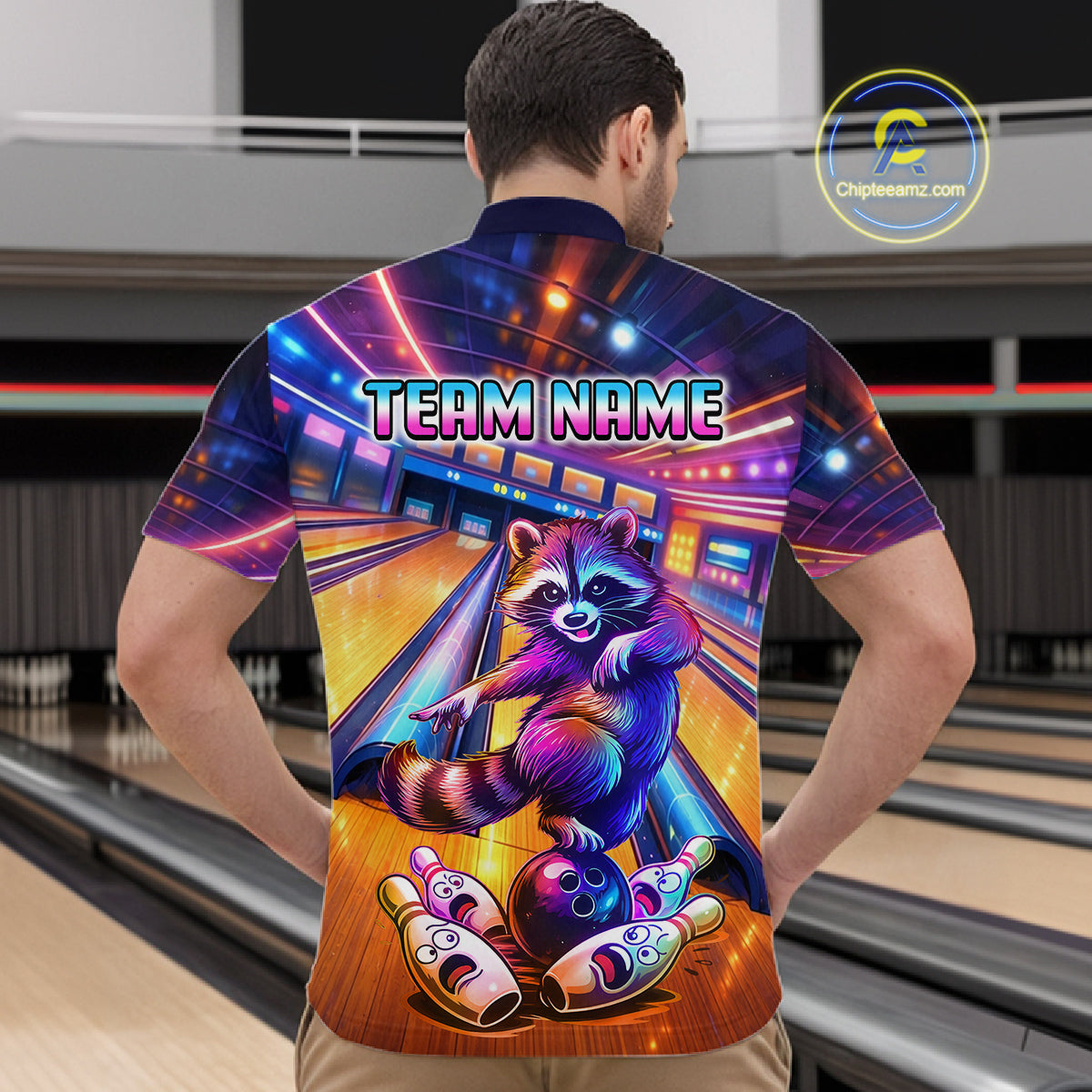 Funny Raccoon Bowling Custom Bowling League Jersey Polo & 1/4-Zip Bowling Outfit