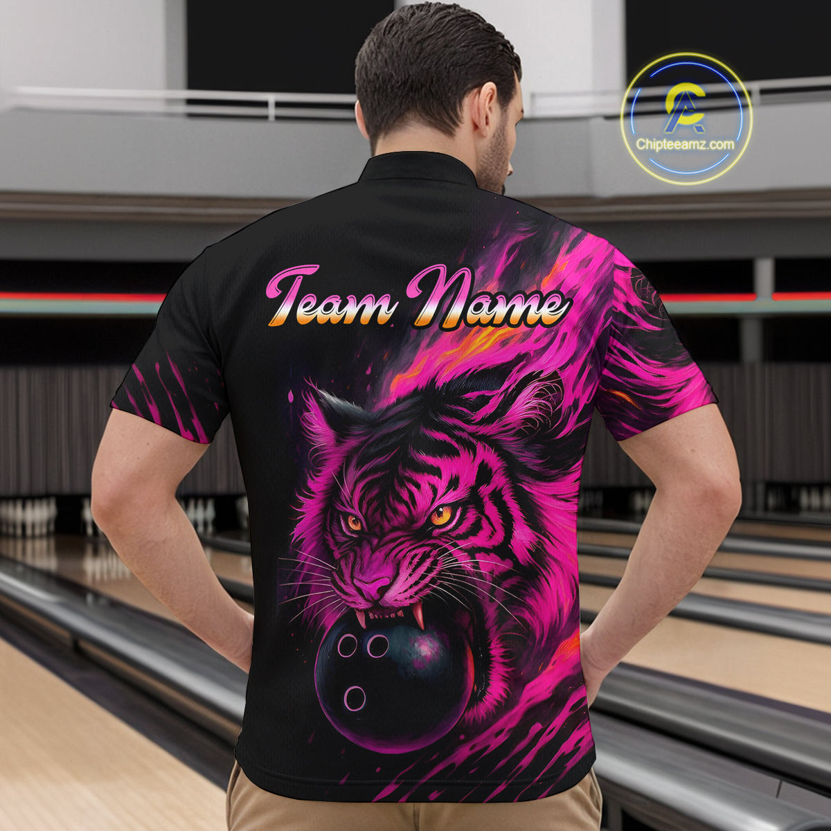 Pink Tiger Bowling Shirts Team Bowling Polo & Quarter Zip Shirts