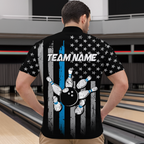 US Blue Flag Bowling Shirt Custom Name Polo & Quarter-Zip Bowling Jersey Bowling Team Shirt