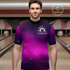 Purple Galaxy Bowling Shirts Custom Team Bowling Jersey for Bowlers