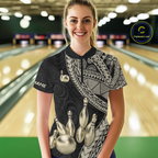Black and Gold Tribal Pattern Bowling Jersey Bowling Uniform Bowling Team Shirts