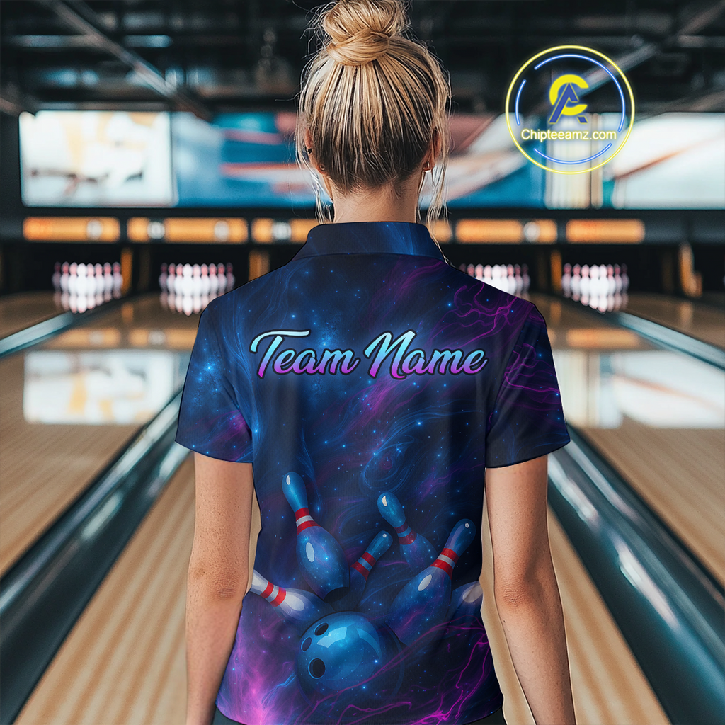 Watercolor Galaxy Bowling Shirts Team Custom Bowling Polo & Quarter Zip