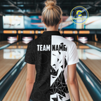 Black & White Bowling Shirts Custom Team Bowling Polo&1/4 Zip Shirt
