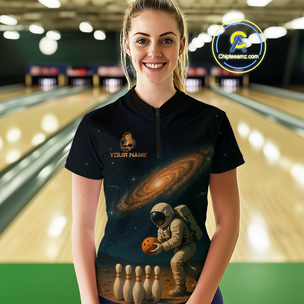 Astronaut Bowling Shirts Team Custom Bowling Polo and Quarter Zip