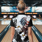 Personalized Eagle Bowling Shirts Patriotic Bowling Jersey 1/4 Zip Shirt