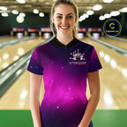 Purple Galaxy Bowling Shirts Custom Team Bowling Jersey for Bowlers